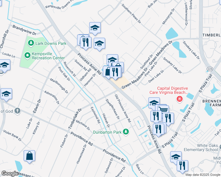 map of restaurants, bars, coffee shops, grocery stores, and more near 808 Aqueduct Court in Virginia Beach