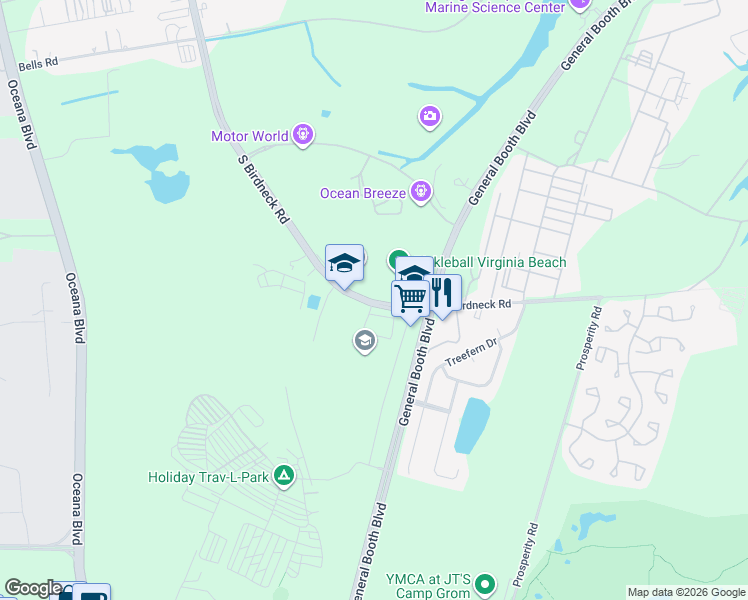 map of restaurants, bars, coffee shops, grocery stores, and more near 966 South Birdneck Road in Virginia Beach