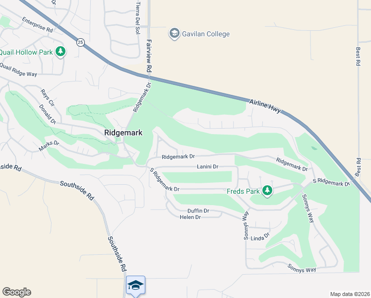 map of restaurants, bars, coffee shops, grocery stores, and more near 700 Ridgemark Drive in Hollister