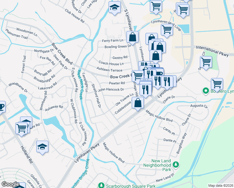 map of restaurants, bars, coffee shops, grocery stores, and more near 3049 John Hancock Drive in Virginia Beach