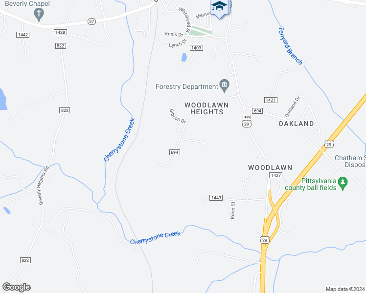 map of restaurants, bars, coffee shops, grocery stores, and more near 214 Woodlawn Heights in Chatham