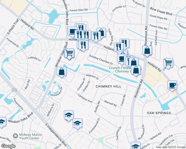 map of restaurants, bars, coffee shops, grocery stores, and more near 705 Mount Holly Muse Road in Virginia Beach