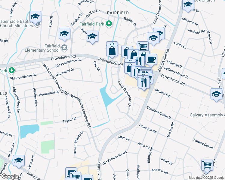 map of restaurants, bars, coffee shops, grocery stores, and more near 5425 Chatham Lake Drive in Virginia Beach