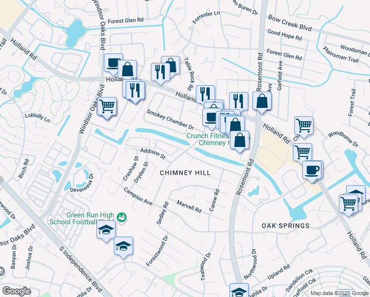 map of restaurants, bars, coffee shops, grocery stores, and more near 3560 Bunyan Road in Virginia Beach