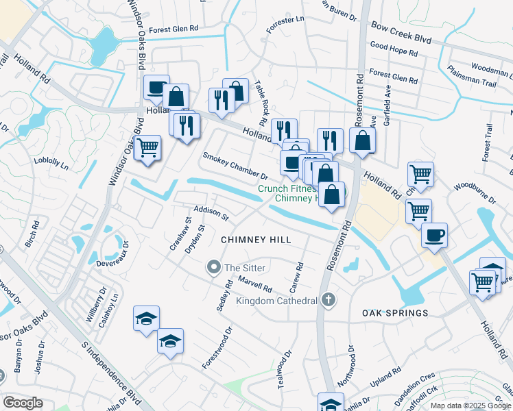 map of restaurants, bars, coffee shops, grocery stores, and more near 3560 Bunyan Road in Virginia Beach