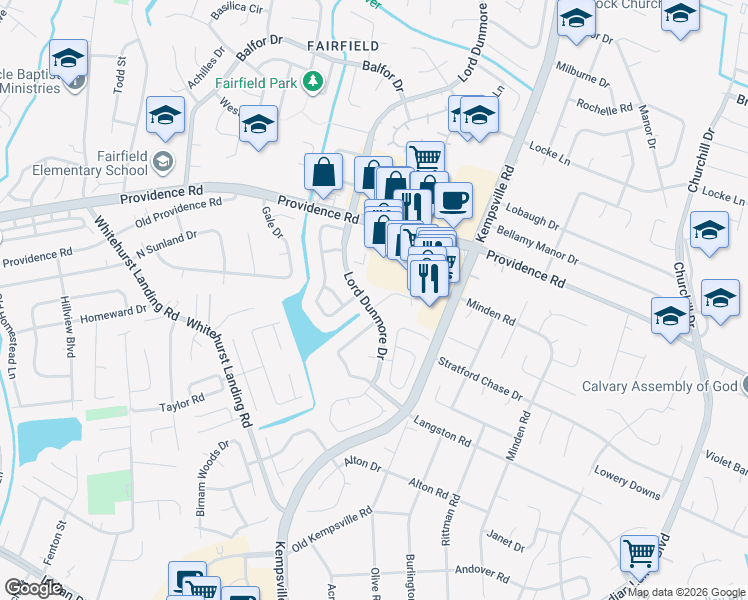 map of restaurants, bars, coffee shops, grocery stores, and more near 972 Lord Dunmore Drive in Virginia Beach
