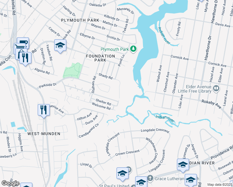 map of restaurants, bars, coffee shops, grocery stores, and more near 2240 Farmer Lane in Chesapeake