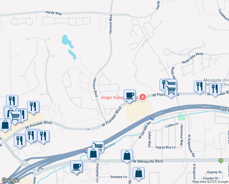 map of restaurants, bars, coffee shops, grocery stores, and more near 844 Sagedell Road in Mesquite