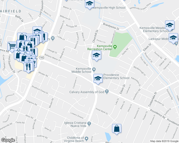 map of restaurants, bars, coffee shops, grocery stores, and more near 5000 Bellamy Manor Drive in Virginia Beach