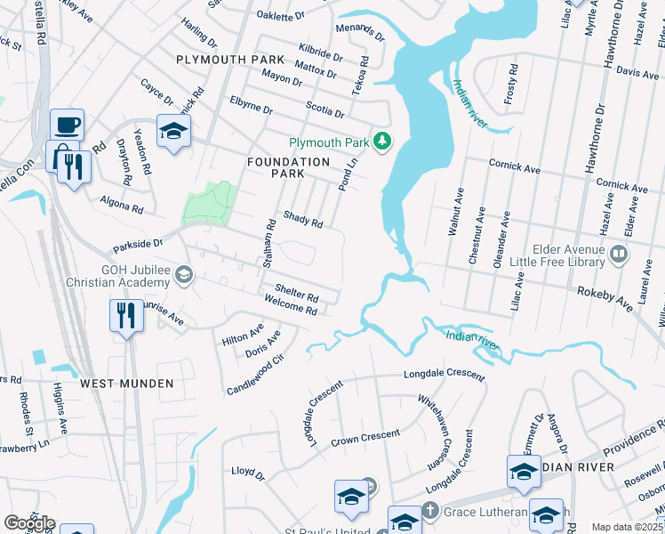 map of restaurants, bars, coffee shops, grocery stores, and more near 2218 Farmer Lane in Chesapeake