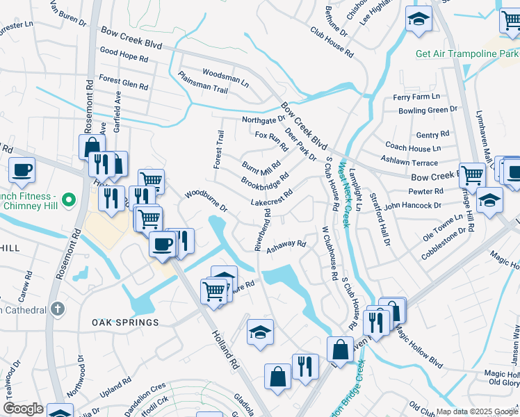 map of restaurants, bars, coffee shops, grocery stores, and more near 3313 Lakecrest Road in Virginia Beach