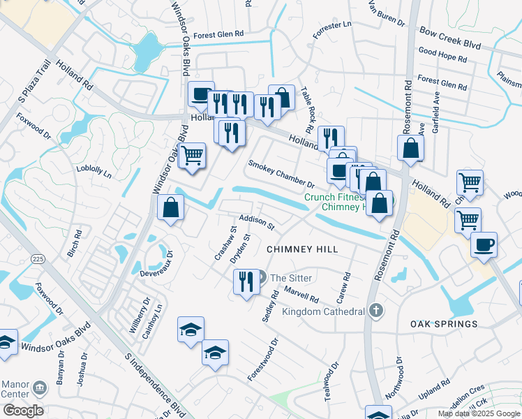 map of restaurants, bars, coffee shops, grocery stores, and more near 771 Harbor Springs Trail in Virginia Beach