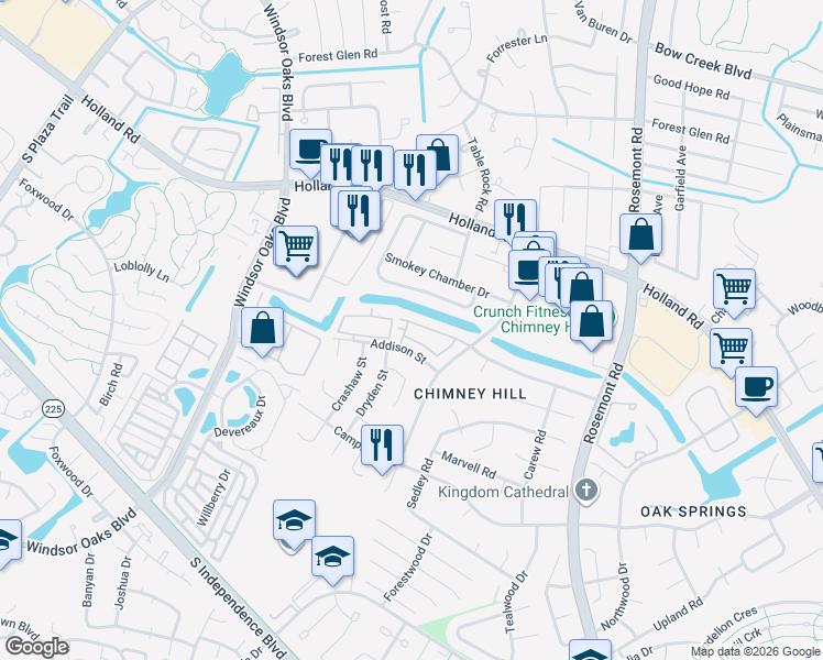 map of restaurants, bars, coffee shops, grocery stores, and more near 752 Harbor Springs Trail in Virginia Beach