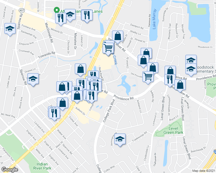 map of restaurants, bars, coffee shops, grocery stores, and more near 6642 Chartwell Drive in Virginia Beach