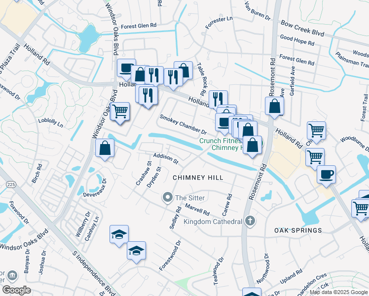 map of restaurants, bars, coffee shops, grocery stores, and more near 3635 Essex Pond Quay in Virginia Beach