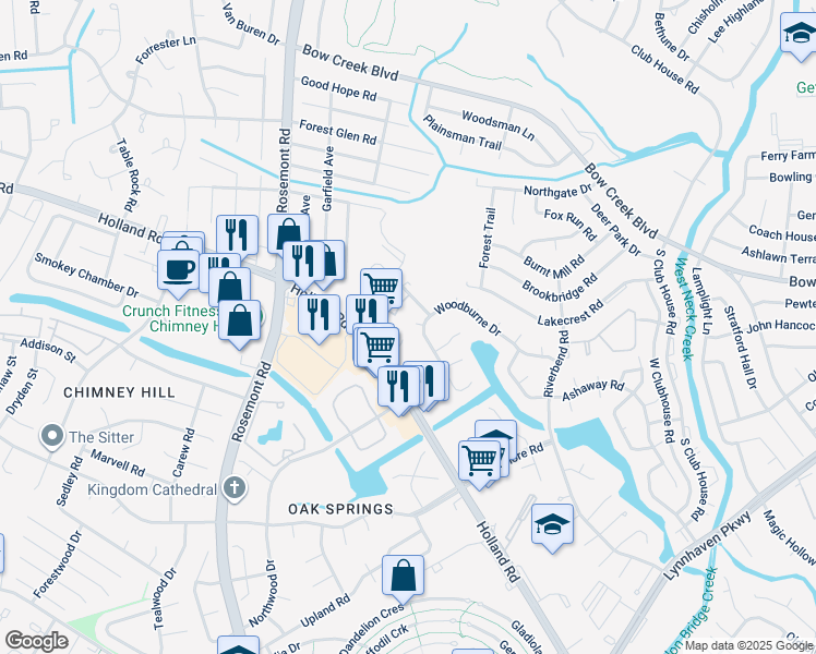 map of restaurants, bars, coffee shops, grocery stores, and more near 3309 Maxine Court in Virginia Beach