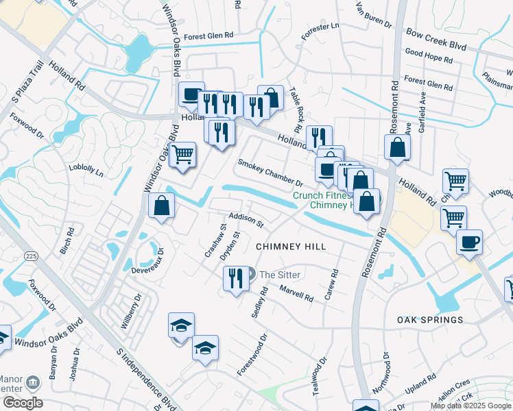 map of restaurants, bars, coffee shops, grocery stores, and more near 752 Harbor Springs Trail in Virginia Beach