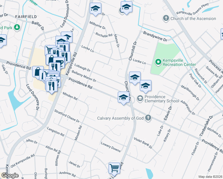 map of restaurants, bars, coffee shops, grocery stores, and more near 5025 Bellamy Manor Drive in Virginia Beach