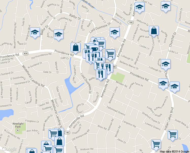map of restaurants, bars, coffee shops, grocery stores, and more near 5248 Waller Ct in Virginia Beach