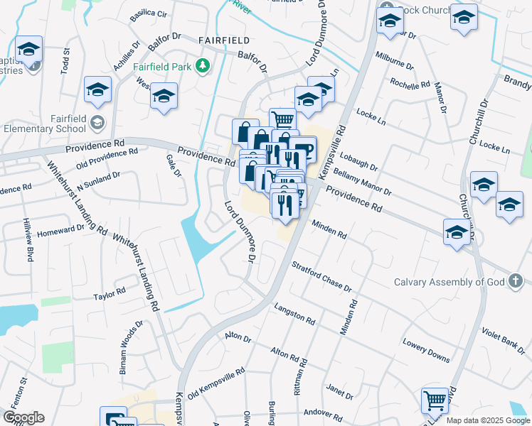 map of restaurants, bars, coffee shops, grocery stores, and more near 5248 Waller Ct in Virginia Beach