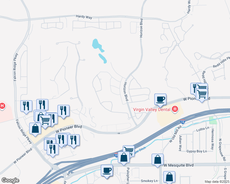 map of restaurants, bars, coffee shops, grocery stores, and more near 929 Buteo Bend in Mesquite