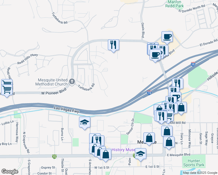 map of restaurants, bars, coffee shops, grocery stores, and more near 260 Haley Way in Mesquite