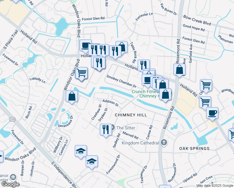 map of restaurants, bars, coffee shops, grocery stores, and more near 3652 Essex Pond Quay in Virginia Beach