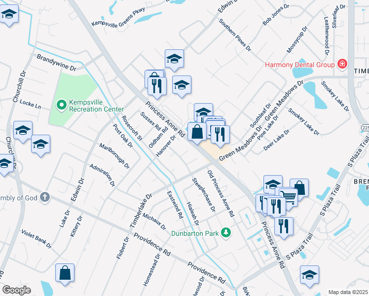 map of restaurants, bars, coffee shops, grocery stores, and more near 816 Yearling Court in Virginia Beach