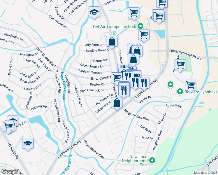 map of restaurants, bars, coffee shops, grocery stores, and more near 3020 John Hancock Drive in Virginia Beach