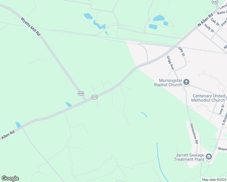 map of restaurants, bars, coffee shops, grocery stores, and more near 4513 Allen Road in Jarratt