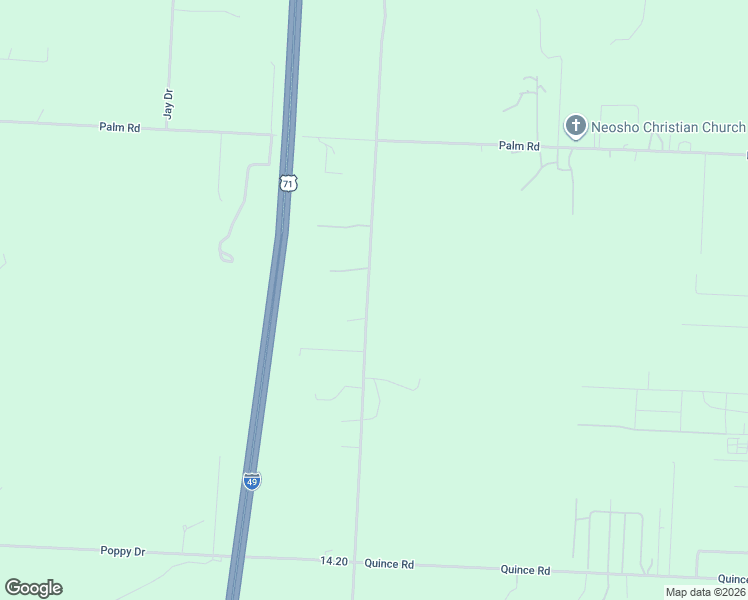 map of restaurants, bars, coffee shops, grocery stores, and more near 18422 Kodiak Road in Neosho