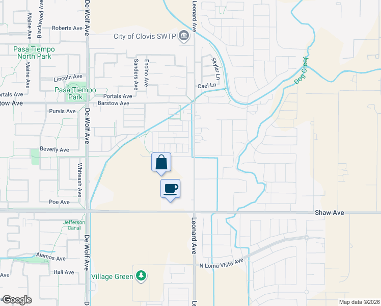 map of restaurants, bars, coffee shops, grocery stores, and more near 1573 Joy Drive in Clovis