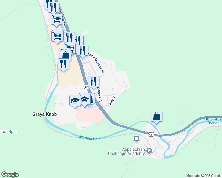map of restaurants, bars, coffee shops, grocery stores, and more near 50 Denver Street in Harlan