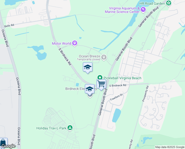 map of restaurants, bars, coffee shops, grocery stores, and more near 912 South Birdneck Road in Virginia Beach