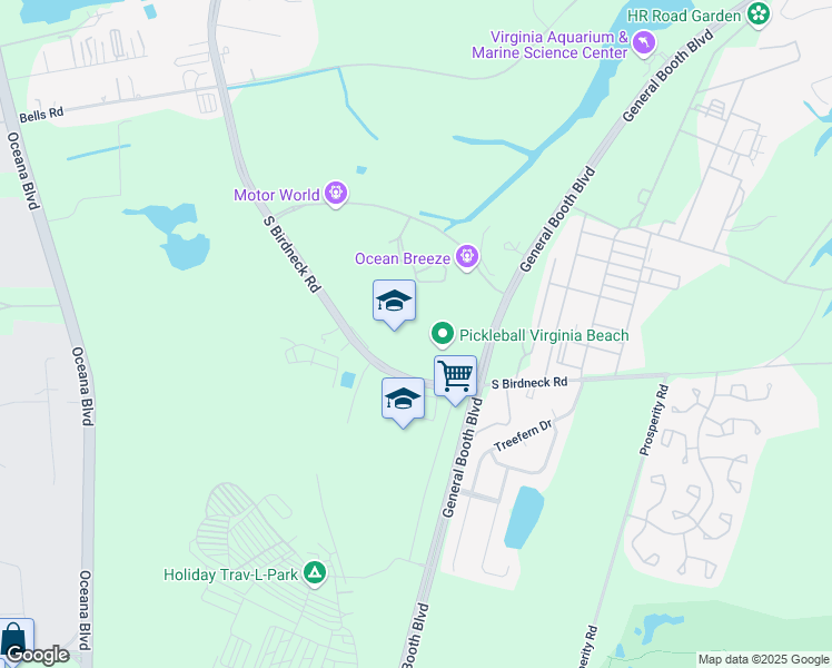 map of restaurants, bars, coffee shops, grocery stores, and more near 912 South Birdneck Road in Virginia Beach