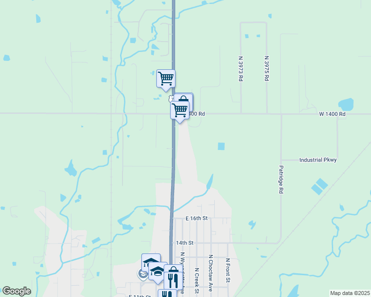 map of restaurants, bars, coffee shops, grocery stores, and more near 2260 North Osage Avenue in Dewey