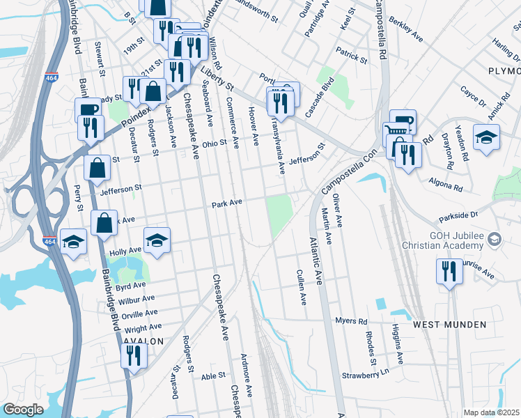 map of restaurants, bars, coffee shops, grocery stores, and more near 1408 Hoover Avenue in Chesapeake