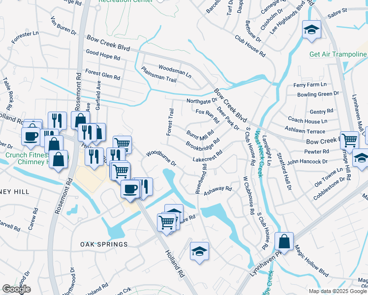 map of restaurants, bars, coffee shops, grocery stores, and more near 3329 Brookbridge Road in Virginia Beach