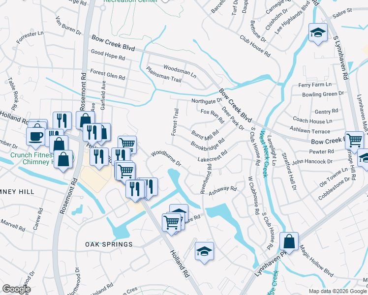 map of restaurants, bars, coffee shops, grocery stores, and more near 3329 Brookbridge Road in Virginia Beach