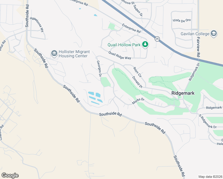 map of restaurants, bars, coffee shops, grocery stores, and more near 633 Marks Drive in Hollister