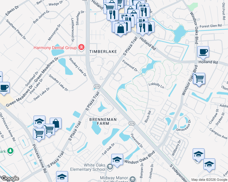 map of restaurants, bars, coffee shops, grocery stores, and more near 4363 Gadwall Place in Virginia Beach