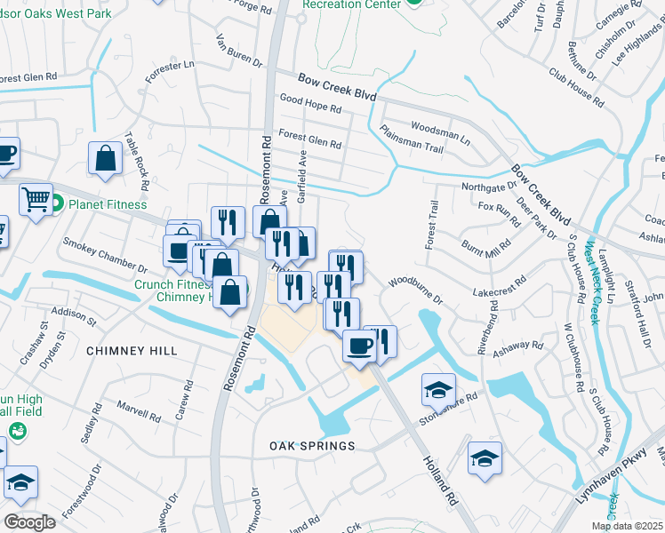 map of restaurants, bars, coffee shops, grocery stores, and more near 3449 Waltham Circle in Virginia Beach