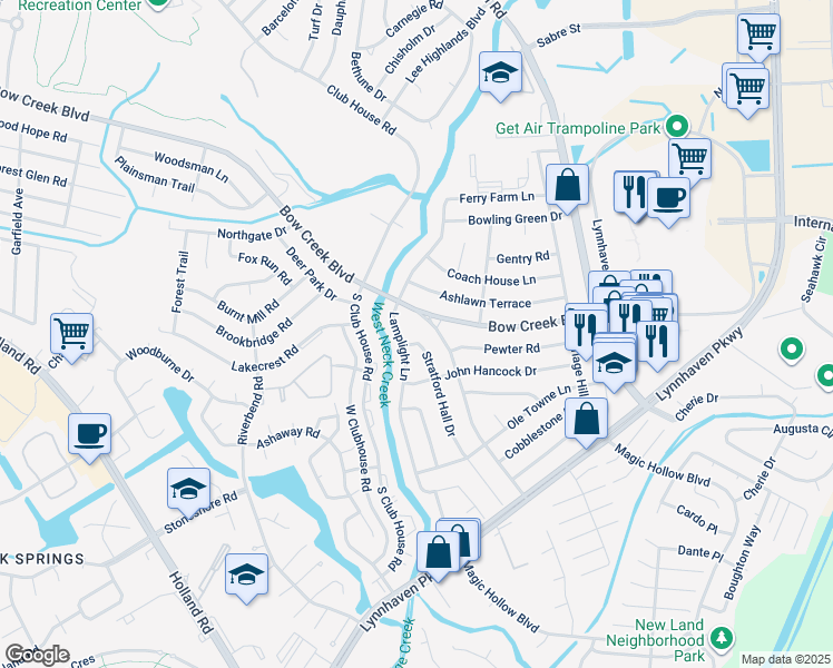 map of restaurants, bars, coffee shops, grocery stores, and more near 804 Stratford Hall Drive in Virginia Beach