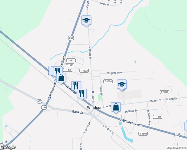 map of restaurants, bars, coffee shops, grocery stores, and more near 35 State Route 610 in Windsor