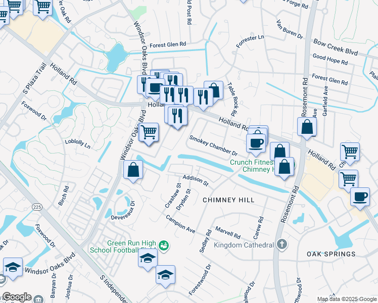 map of restaurants, bars, coffee shops, grocery stores, and more near 3766 Chimney Creek Drive in Virginia Beach