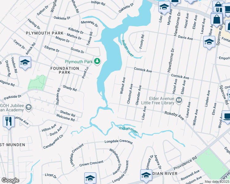 map of restaurants, bars, coffee shops, grocery stores, and more near 1513 Philmont Avenue in Chesapeake