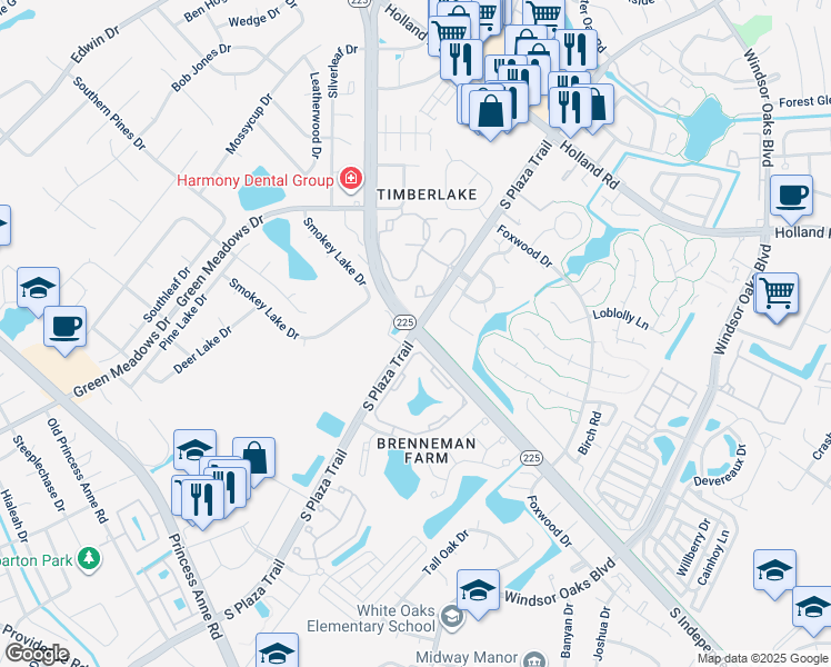 map of restaurants, bars, coffee shops, grocery stores, and more near 1531 South Independence Boulevard in Virginia Beach