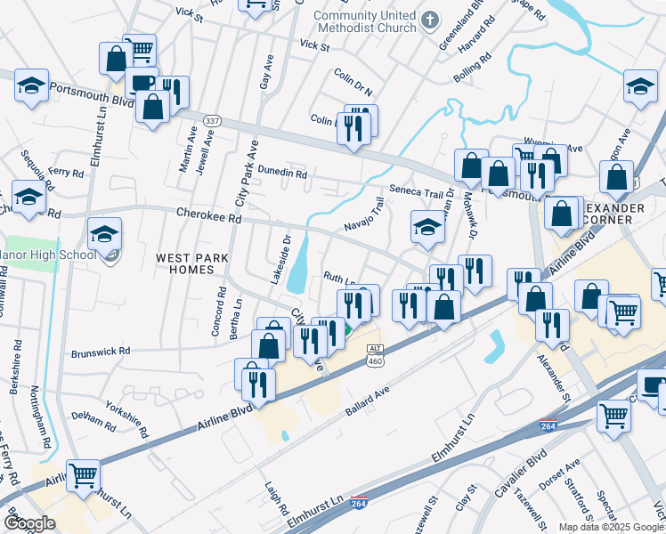 map of restaurants, bars, coffee shops, grocery stores, and more near in Portsmouth