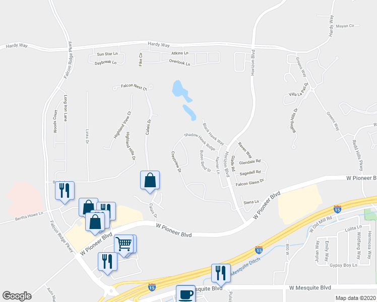 map of restaurants, bars, coffee shops, grocery stores, and more near 468 Apogee Crest Street in Mesquite