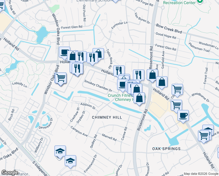 map of restaurants, bars, coffee shops, grocery stores, and more near 3498 Smokey Chamber Drive in Virginia Beach